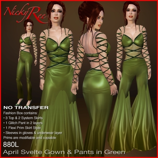 *NR* April Svelte Gown & Pants in Green
