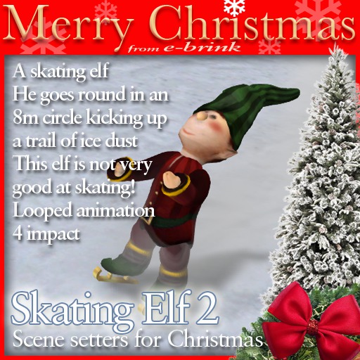 Skating Elf 2 - animated - snow/decoration/garden/Christmas/winter/santa/xmas/santas helper/ice