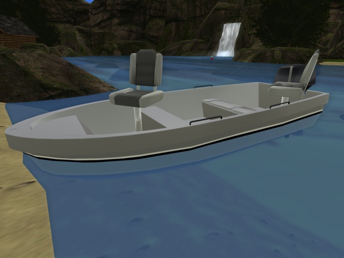 Camo drivable skybox fishing boat.