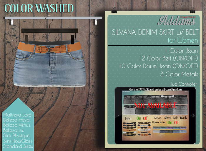 Addams // Silvana Denim Skirt w/Belt // Washed