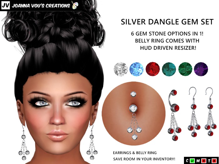 ::JV::Silver Dangle Gem Set