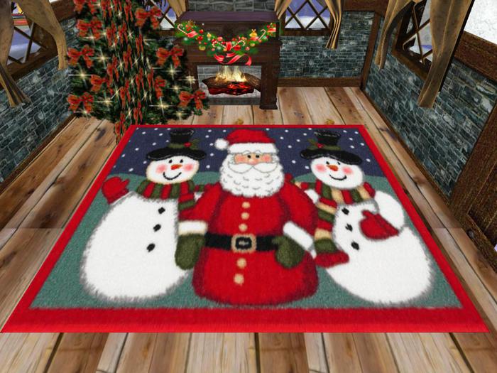 Santa with Snowmans Rug