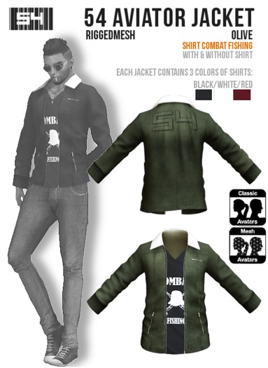 [CLuB54] 54 AVIATOR JACKET OLIVE - COMBAT FISHING