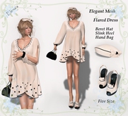 E21 Elegant Mesh Flared Dress / Bag / SLink High Heel / Beret B