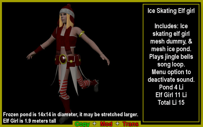 Ice Skating Elf Girl Red