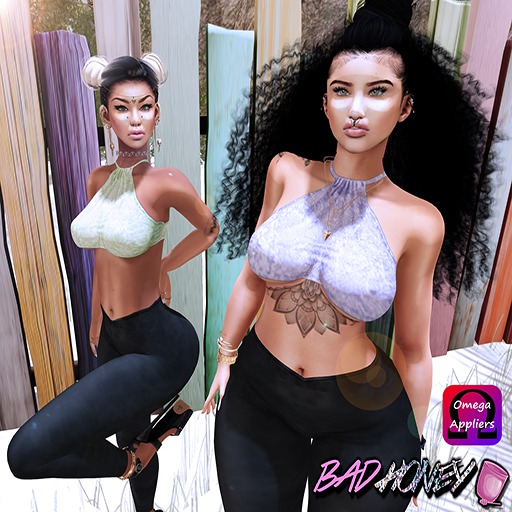 BadHoney // Velvet Halter - Blue