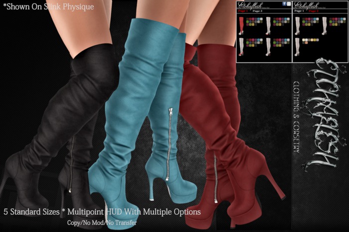 [Etchaflesh] Leather Harlow Boots W/ Multipoint Texture HUD - CLASSIC