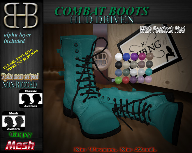 !!BHB!! COMBAT BOOTS WITH LEATHER DELUX HUD  sale #bhb32#