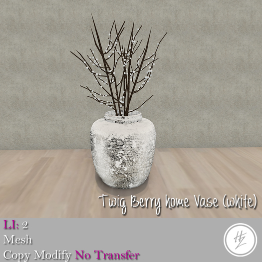 .::Hazeel::.  Twig Berry home Vase (white)