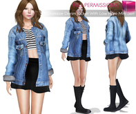 MI960600 Oversize Denim Jacket With Low Flare Mini Skirt