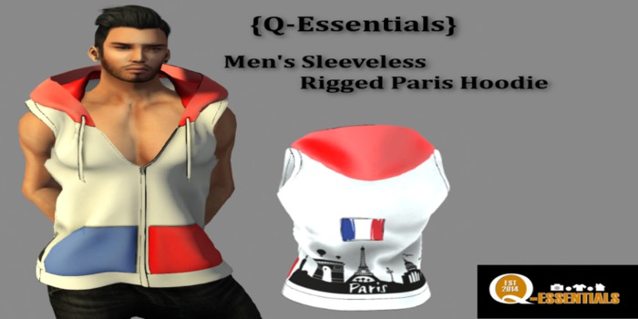 {Q-Essentials} Mens Paris Rigged Hoodie
