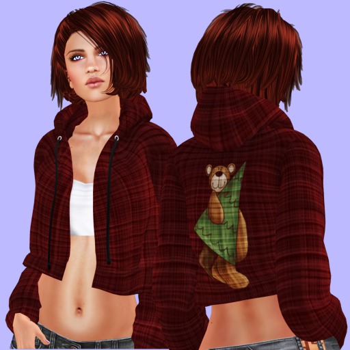 Open Cropped Hoodie - Bear