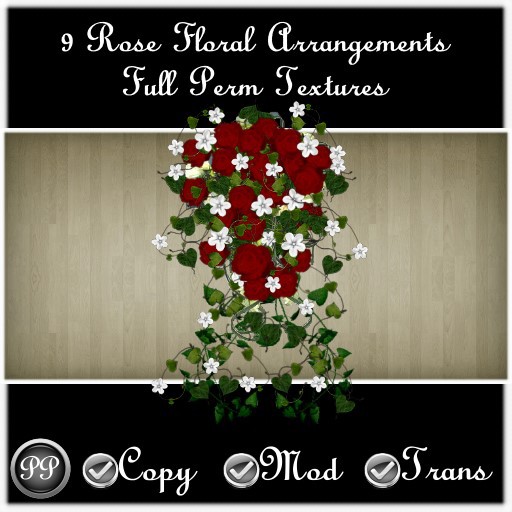 9 Rose Floral Arrangements - Full Perm (Alpha Textures)