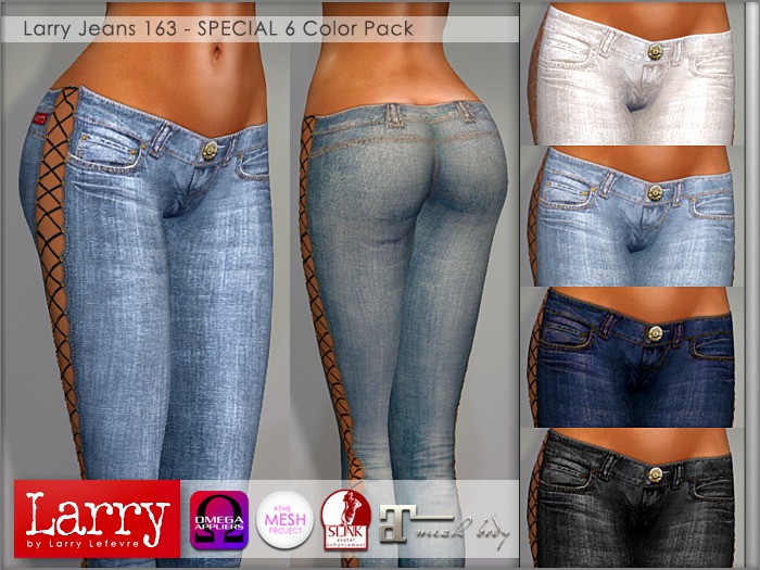 LARRY JEANS - 163 DENIM Side Laced Jeans - 6 Color Pack