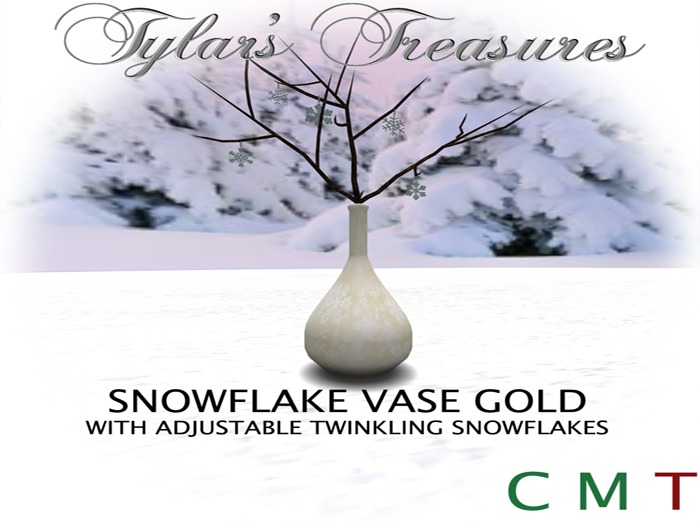 .:TT:.  SNOWFLAKE VASE AQUA BOXED