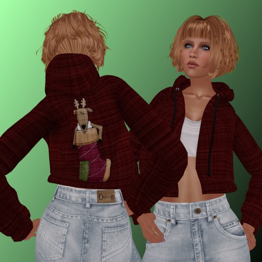 Open Cropped Hoodie - Deer