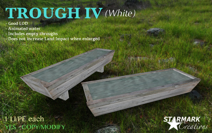 1 LI/PE! SIMPLE TROUGH IV (White) SET with ANIMATED WATER from STARMARK CREATIONS -- promo --