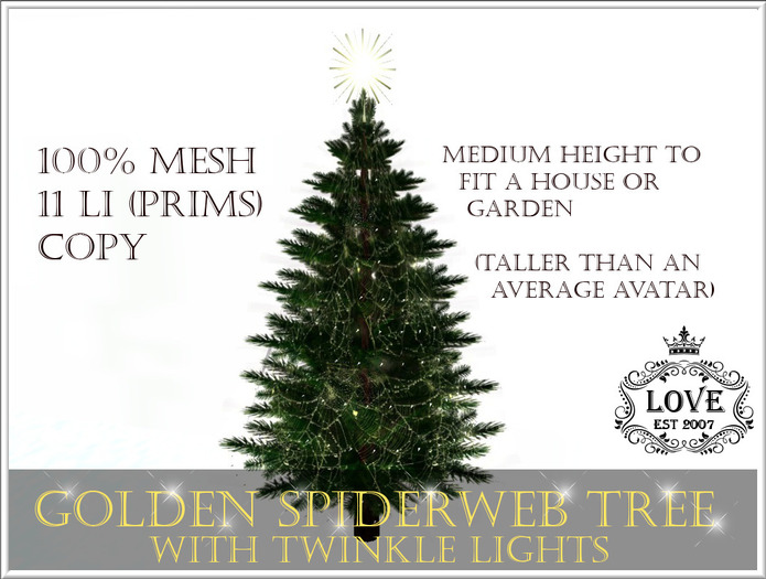 LOVE - SPIDER WEB TREE 100% MESH - TWINKLE LIGHTS 