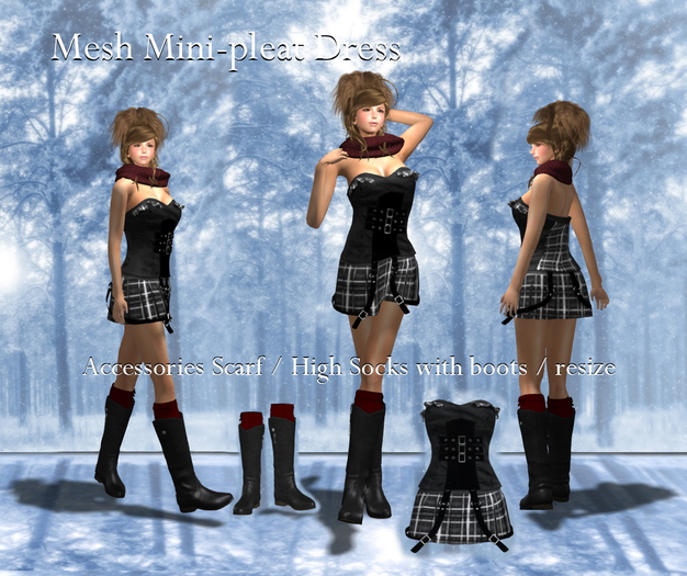 Mesh Mini-pleat Dress Box