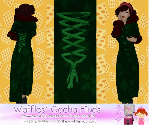 *WM* Dark Green & Red Elegant Aristocrat Winter Coat