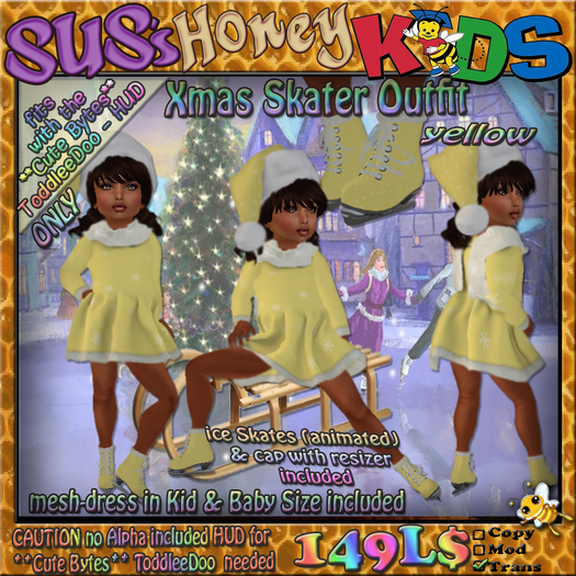 SUS HoneyKids XMas Skater Outfit yellow