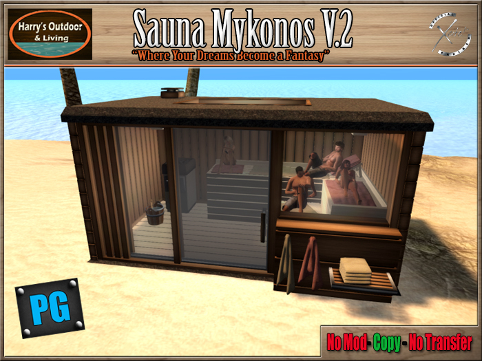 MESH Sauna Mykonos pg - multi animated & texture changing sauna
