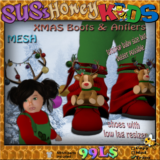 SUS HoneyKids XMas Boots & Antlers