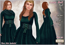[V/W] Lady Bell Dress Teal - Medieval fantasy gown w/ front laced bustier