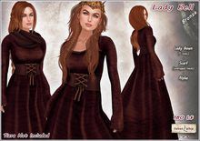 [V/W] Lady Bell Dress Bronze - Medieval fantasy gown w/ front knotted bustier