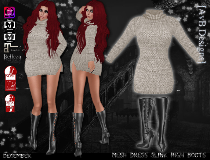[AvB]=December=Mesh Dress/Slink High Boots