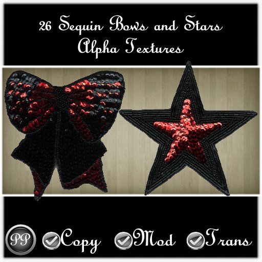 26 Sequin Bows and Stars (Alpha Textures)