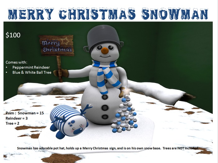 Snowman - Merry Christmas Blue