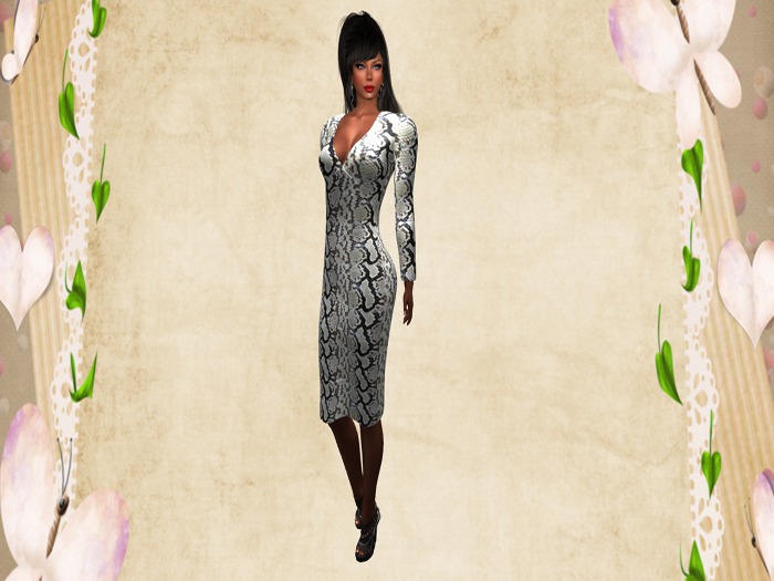 ::MALLI:: SNAKE B/W MESH DRESS FITMESH+MAITREYA+BELLEZA+SLINK .