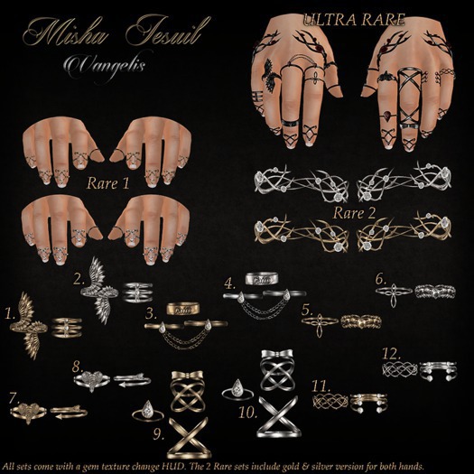 ~Misha Jesuil~ Vangelis Rings Set 12 Silver Common