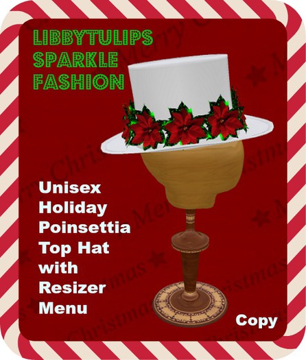 * Unisex Holiday Poinsettia Top Hat with Resizer