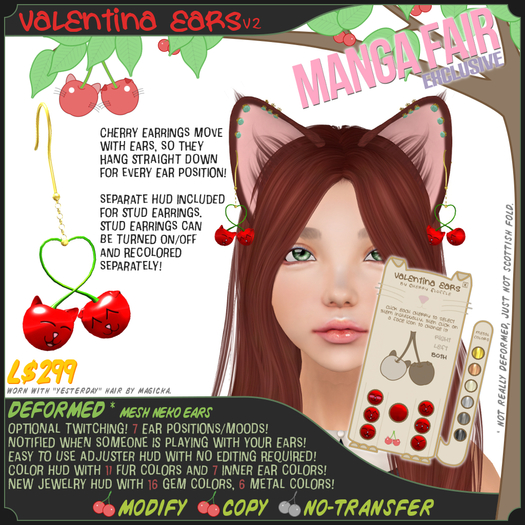 *NEW* MESH Neko Ears - Cherries