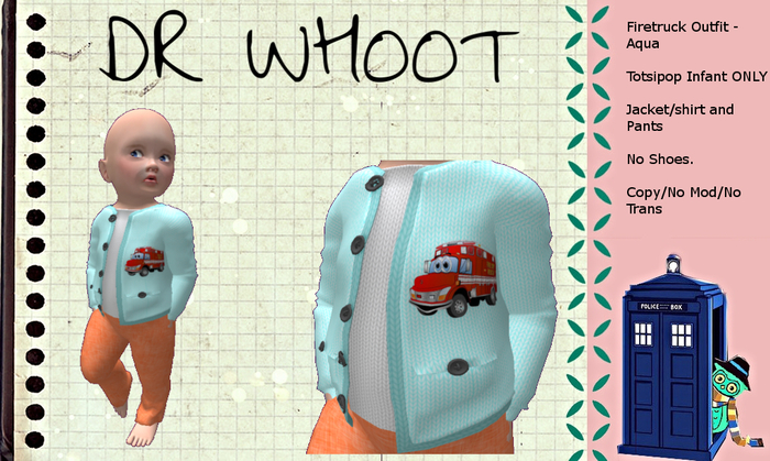 {DW} Firetruck Outfit- Aqua