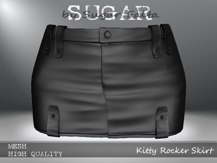 SUGAR - Kitty Rocker Skirt - BLACK RUBBER