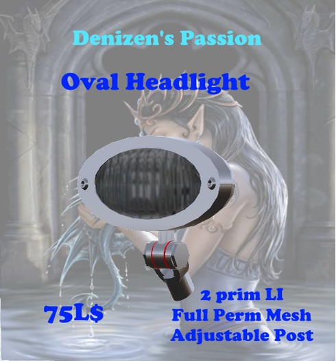 Oval Headlight w/ adjustable post *