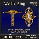 * * OUTLET PRICE * * ADAJIO Flambe Ring - Yellow Topaz White Diamond Black Gold