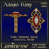 * * OUTLET PRICE * * ADAJIO Opus Ring - Red Ruby White Diamond Black Gold