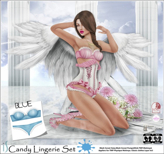 *IS* Candy Lingerie SET Blue[Maitreya_TMP_Slink_Stand]