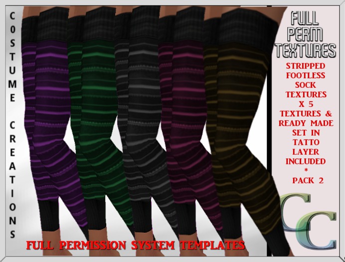 STRIPED FOOTLESS SOCKS -TEXTURES AND CLOTHING PACK 2