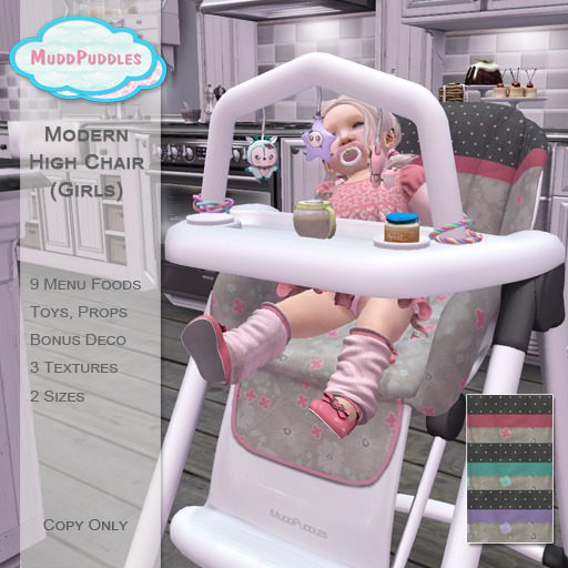 MuddPuddles: Modern High Chair - Girls (add to unpack)