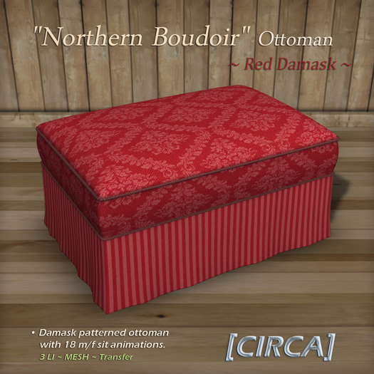 [CIRCA] - "Northern Boudoir" - Ottoman - Red Damask