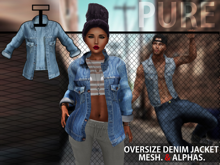 PURE: Oversized Denim Jacket - Beach Blue