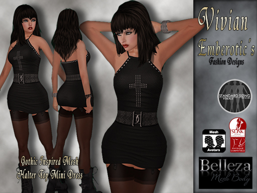 !*~ Emberotic Vivian Gothic Halter Mini Dress