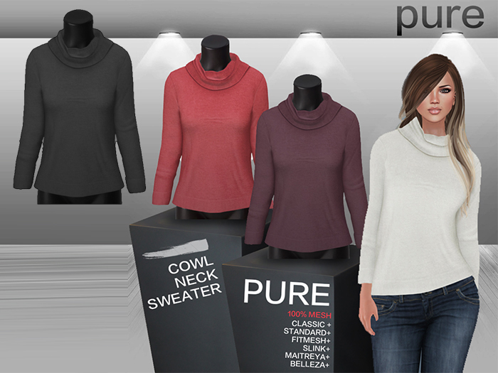 PURE: Cowl Neck Sweater - Black