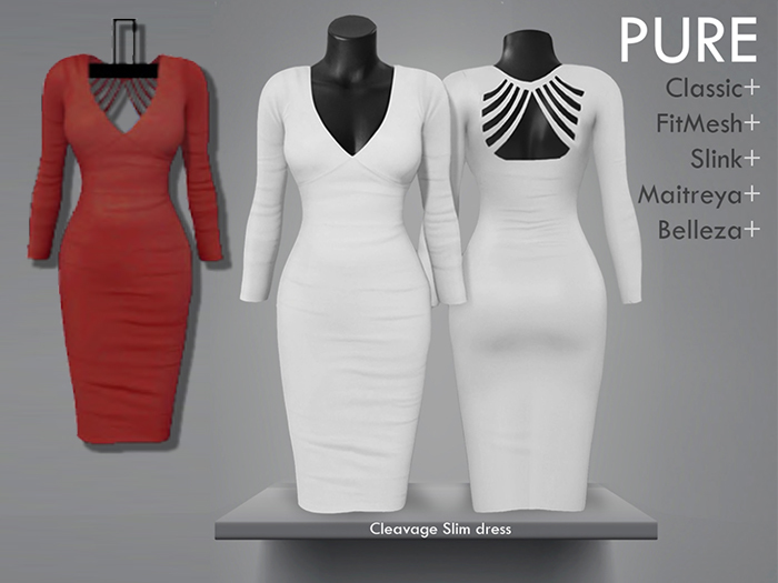 PURE - Cleavage Slim Dress - Red