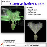 Fantasy China Mesh Christmas feathers in vase  FULL PERM 1 prim
